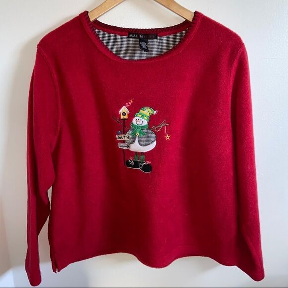 Vintage Avalon Christmas holiday sweatshirt - fleece snowman Crewneck - Picture 8 of 8